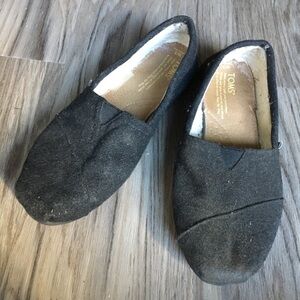 TOMS Classic Slip-on Black‎ Fur lining Wool Blend Shoes Womens Size 7